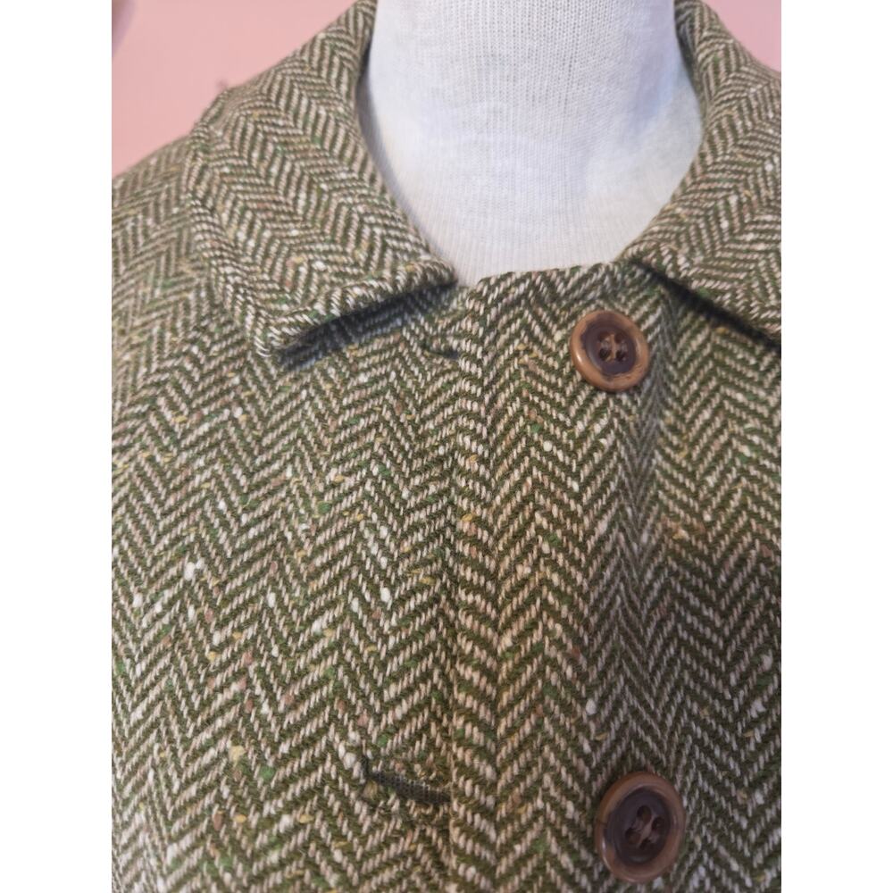 Vintage Pendleton Tweed Wool Trench Coat Womens Size Medium 1950/60 3/4th sleeve - Picture 4 of 10